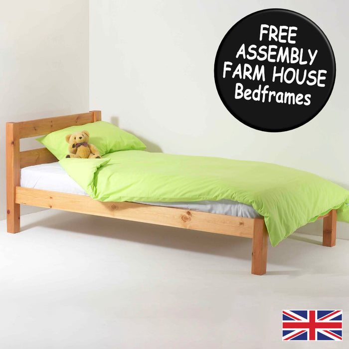 Farm House Ranch Solid Pine Single Wooden Bed Frame