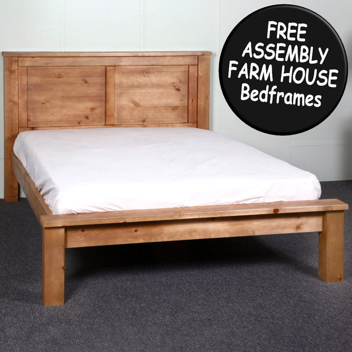 Farm House Chunky Panel Low Foot End Solid Pine Wooden Bed Frame