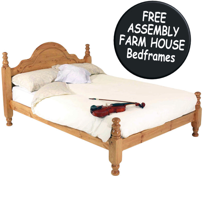Farm House Classic Bed With Low Foot End Solid Pine Wooden Bed Frame