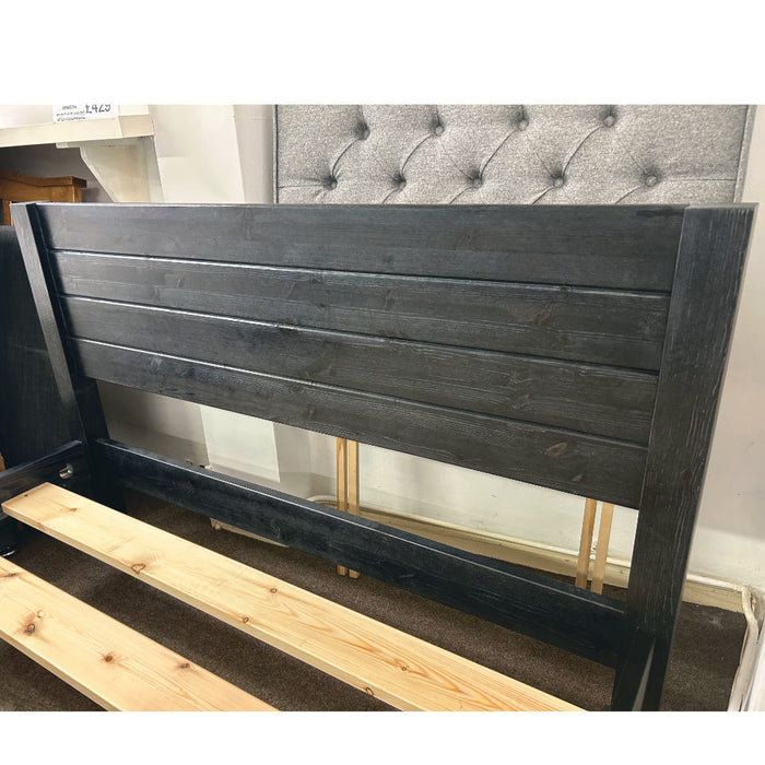 Farm House Galley Solid Pine Wooden Bed Frame in Black Ash