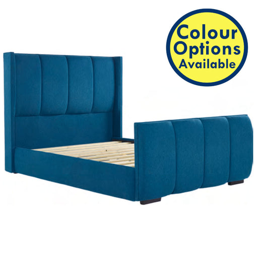 Linear Fabric Bedstead with Winged Head End and High Foot End