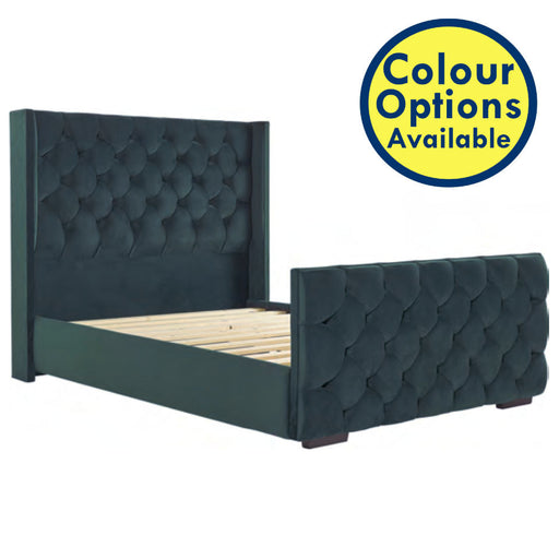 Manhatten Fabric Bedstead with Winged Head End and High Foot End