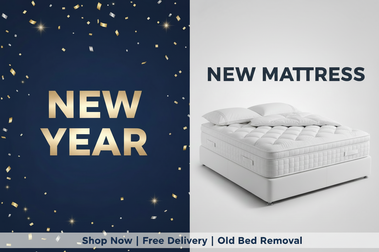 New Year New Mattress Social Media Graphic - Bright White Version