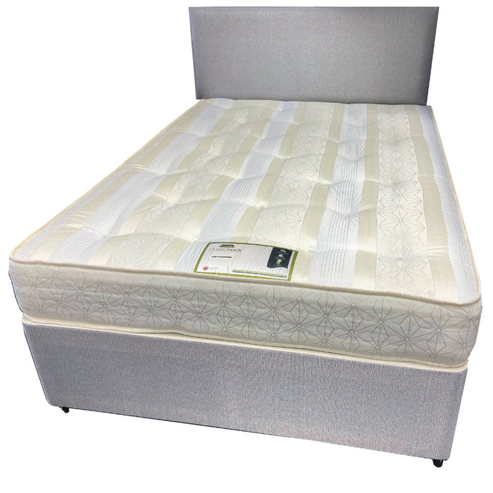 Classic Ortho Pine 135cm (4ft6) Double No-Storage Divan Bed and Headboard IN STOCK