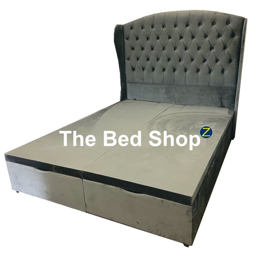 Classic 4ft6 Double Ottoman Base with Butterfly Winged Headboard