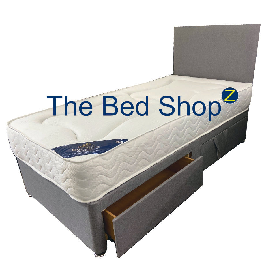 Roma Deluxe 90cm (3ft) Single Bed with 2 Drawers & Matching Headboard