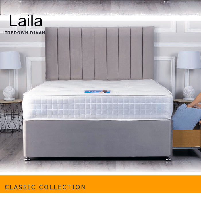 Classic 4ft6 Double 1000 Pocket Mattress and Divan Base with Laila Headboard