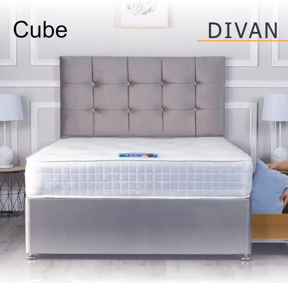 Classic 4ft Small Double 1000 Pocket Mattress and Divan Base with Cube